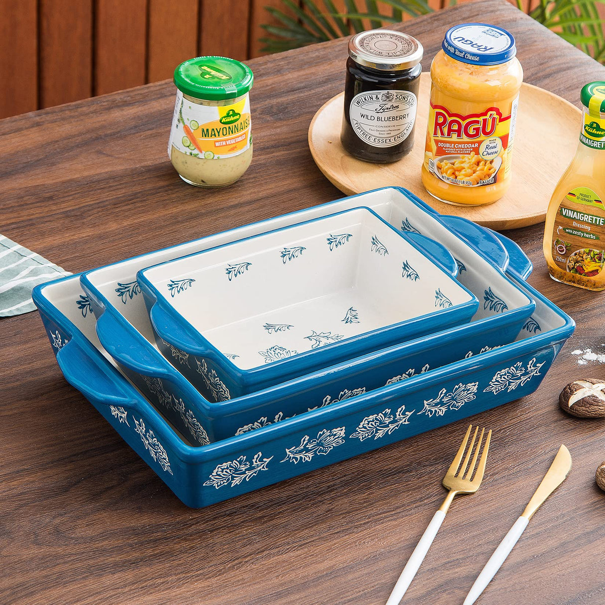 Wisenvoy Baking Dish Ceramic Lasagna Pan Casserole Dish 3-Piece Bakeware Sets Baking Dishes Baking Set Baking Dish Set Wisenvoy