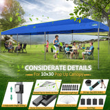 COBIZI 10x30 Pop Up Canopy Tent with Air Vent EZ Pop Up Party 10x30 Canopy Tent Waterproof and UPF50+,Outdoor Canopy Tent for Parties Wedding Events,with Roller Bag, Sandbags(Blue COBIZI