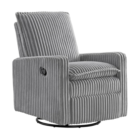 Oxford Baby Uptown Upholstered Swivel Glider and Recliner Nursery Chair - Corduroy, Ash Gray Oxford Baby
