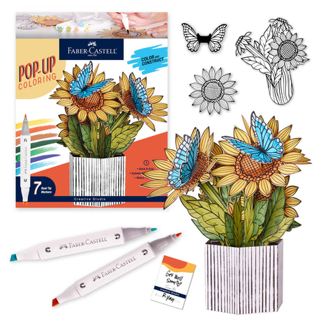 Faber-Castell Pop Up Coloring Bouquet: Sunflowers, Crafts for Adults and Sunflower Gifts for Women, Craft Kits for Adults and Teens, Adult Coloring and Gifts for Teen Girls Faber-Castell