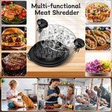 Chicken Shredder Tool Twist Large with Brush, 10" Pro Visible Kitchen Meat Shredder Grinder Machine, Strong Anti-Slip Base, Ergonomic Handle, BPA Free, Suitable for Steak Pork Chicken Breast (Black) Beiyunee