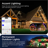 Enbrighten Vibe Eternity Permanent Outdoor Lights for House, 100ft, 72 RGBWIC LEDs, Close Spacing, 33lm, Color Changing, Christmas, Eave Lighting, Smart App, Works with Alexa, Google Home, 81103 Enbrighten