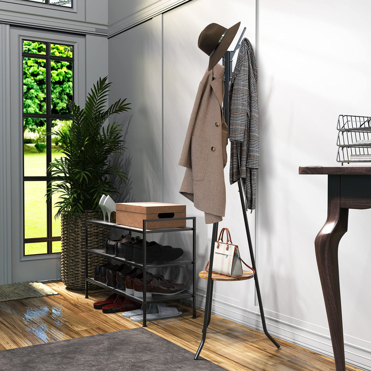 Simple Houseware Freestanding Coat Rack With Shelf, Black Simple Houseware
