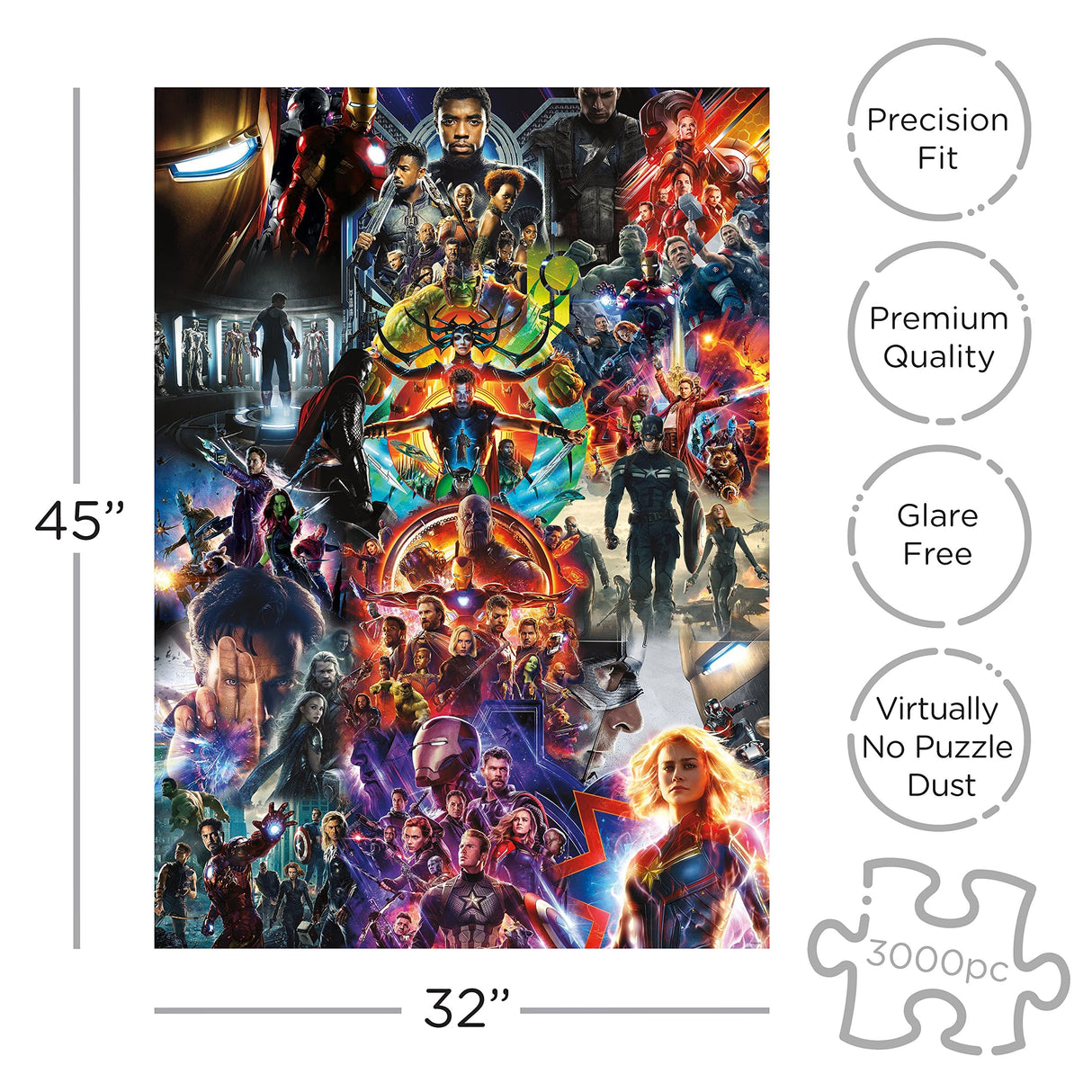 AQUARIUS Marvel Avengers Collage (3000 Piece Jigsaw Puzzle) - Glare Free - Precision Fit - Officially Licensed Marvel Merchandise & Collectibles - 32 x 45 Inches AQUARIUS
