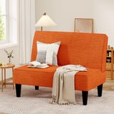 Changjie Furniture Small Loveseat Sofa Upholstered Mini Couch for Small Spaces 2-Seater Sofa Couch with Wooden Legs for Bedroom Living Room (Orange) Changjie Furniture