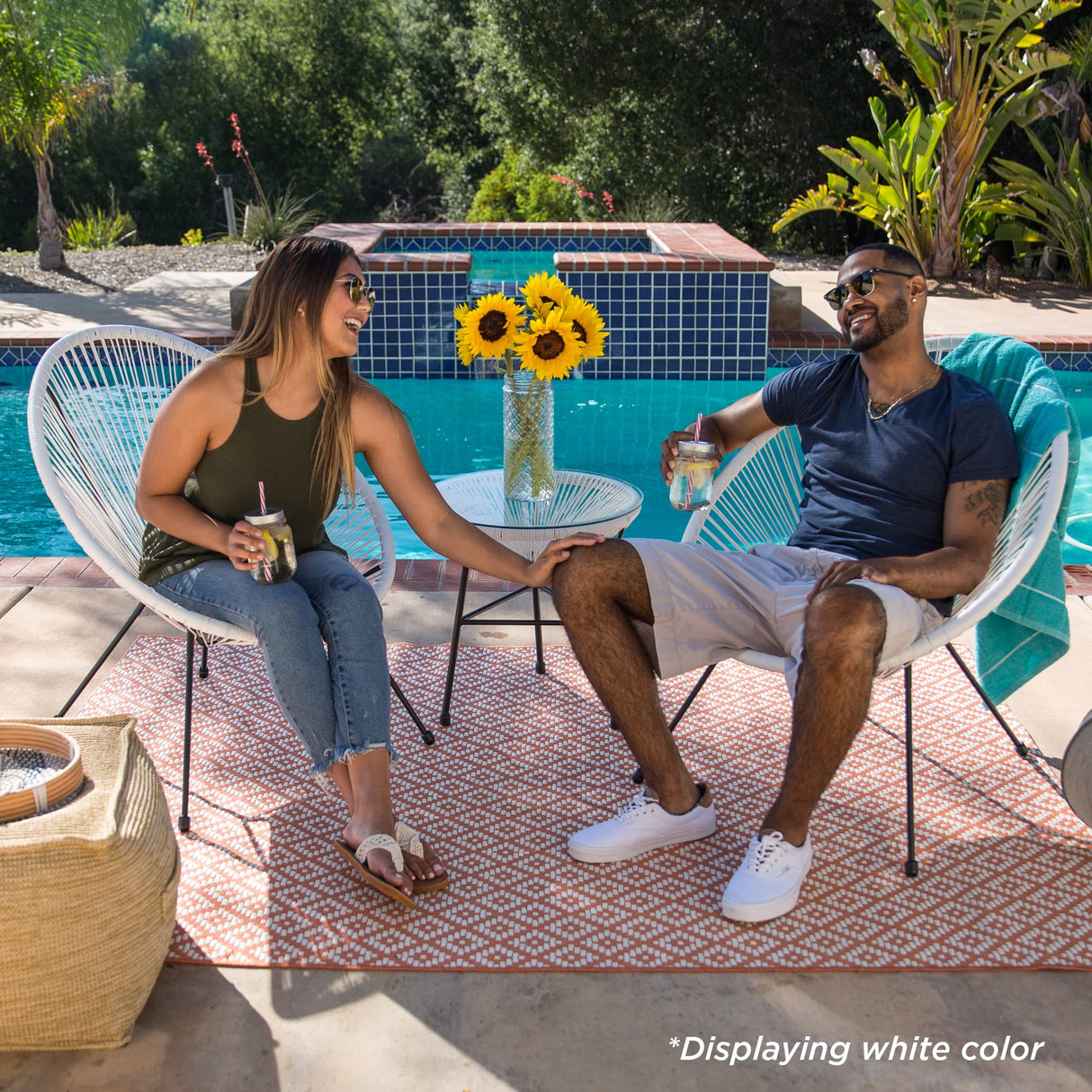 Best Choice Products 3-Piece Outdoor Acapulco All-Weather Patio Conversation Bistro Set w/Plastic Rope, Glass Top Table and 2 Chairs - Natural Best Choice Products