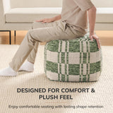 Anji Mountain 100% Handmade & Handcrafted Comfortable Home Décor Pouf Ottoman Footrest for Living Room, Bedroom, Nursery, Kidsroom, Patio Furniture - (20" x 20" x 20" - Green) Anji Mountain