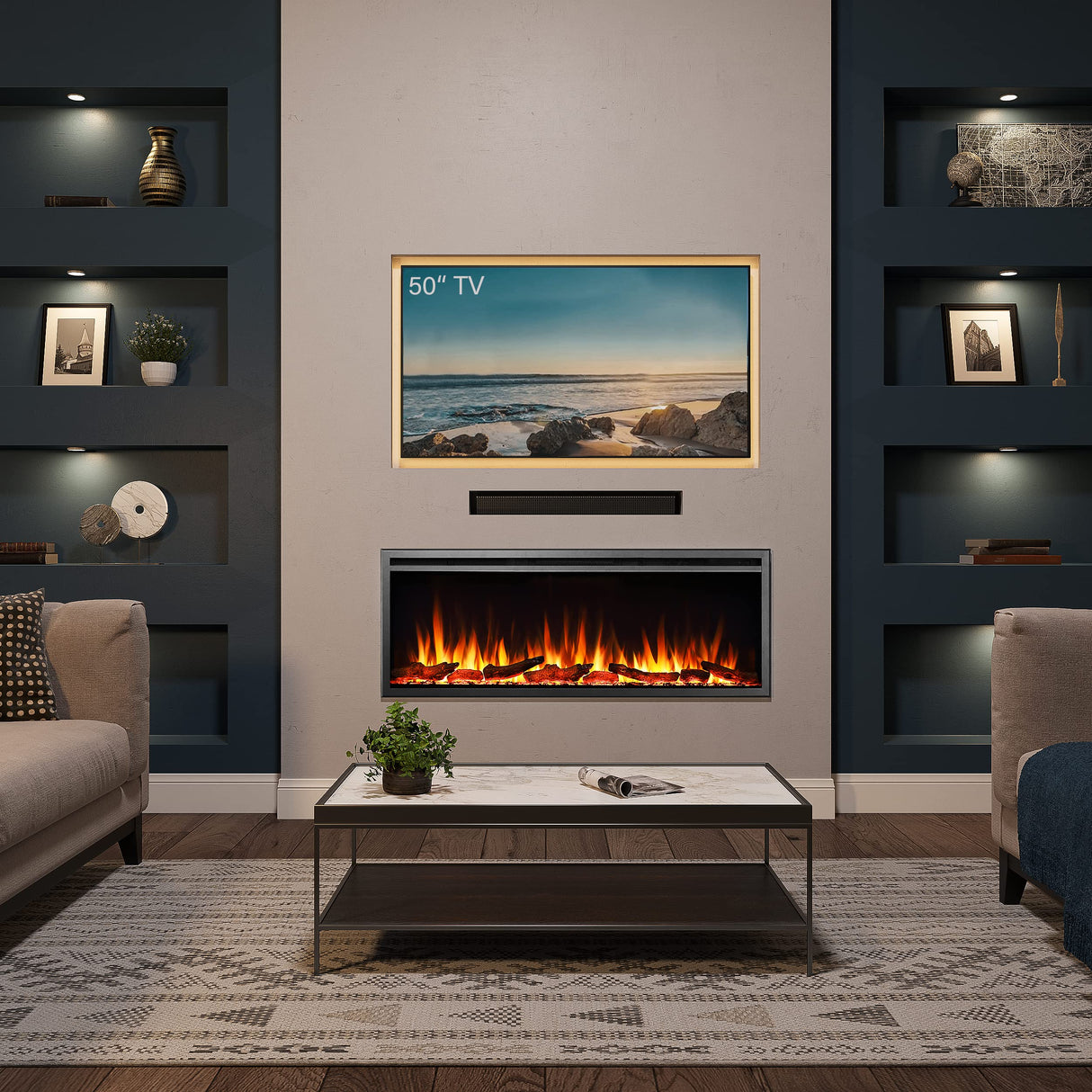 LegendFlame 50" W Austin in Wall Recessed & Wall Mounted Electric Fireplace (EF287A) Legend Flame