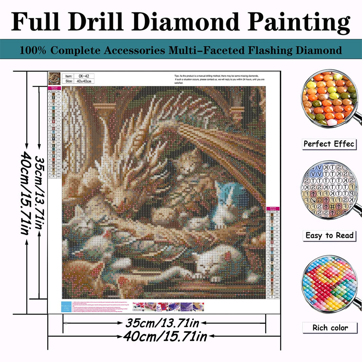 CZYWJMEI 5D Diamond Painting Kits for Adults Beginners,DIY Dragon Cat Diamond Art,Full Round Drill Diamond Dot Gem Art Kits,Home Wall Decor 16x16 Inch CZYWJMEI