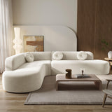 BSYEIO 122'' Large Curved Sectional Sofa, Modern Elegant L-Shaped Couch, Fabric Upholstery with 3 Round Cushions, Curved High Resilience Couch Sofas 4 Seater for Living Room,Apartment,Bedroom-White BSYEIO