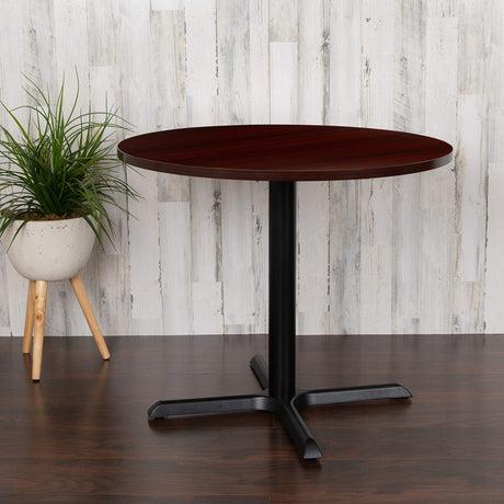 EMMA + OLIVER 36" Round Multi-Purpose Conference Table in Mahogany - Meeting Table for Office EMMA + OLIVER
