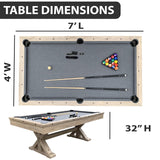 Freetime Fun 7 FT 3 in 1 Multi Game Pool Table with Dining Top Pool Table Ping Pong Table Combo with Dual Storage Bench Seating, Rustic Oak Freetime Fun