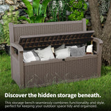 EasyUp 80 Gallon Outdoor Storage Bench, Waterproof and Lockable Deck Box Outdoor Storage Furniture for Patio,Garden,and Porch – Perfect for Storing Garden Tools and Cushions(Gray) EasyUp