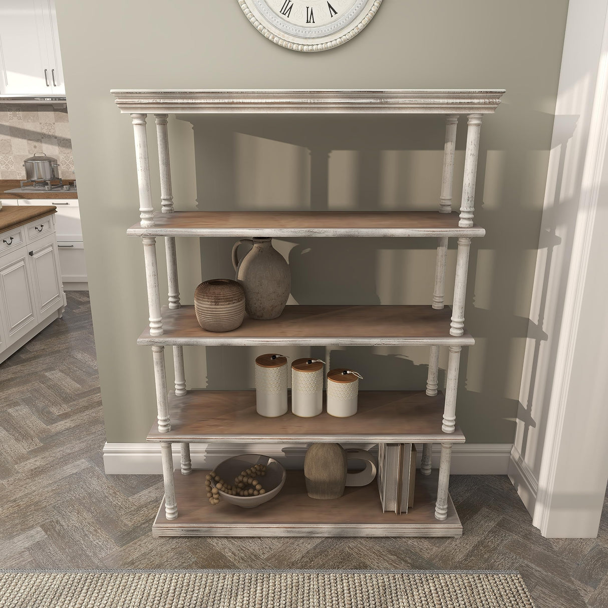 Deco 79 Farmhouse Wood Rectangle Shelving Unit, 47" x 15" x 64", Brown Deco 79