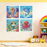 bleihum 4 Pack Diamond Art Painting Kits for Kids Animals, Small Diamond Art for Kids Ages 8-12, Cute Gem Art Kits for Kid Gift Home Wall Decor 6X6 inch bleihum