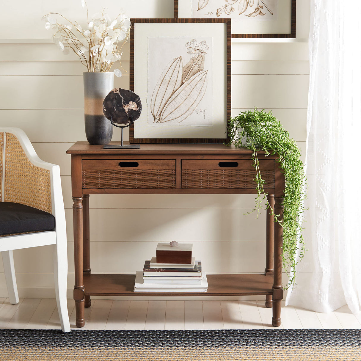 SAFAVIEH Home Collection Landers Brown 2-Drawer Console Table CNS5710C Safavieh
