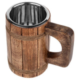 GoCraft Wooden Beer Mug with 18oz Stainless Steel Cup | Handmade Burnt Wood Drinking Stein Tankard Mugs for Men | Great Gift Idea Bar accessories GoCraft