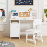 UTEX Kids Study Desk with Chair, Wooden Children School Study Table with Hutch and Chair for 3-8 Years Old, Student's Study Computer Workstation & Writing Table for Home School Use UTEX