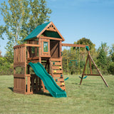 Swing-N-Slide WS 8357 Elkhorn Swing Set with Slide, Climbing Wall & Swings, Wood Swing-N-Slide