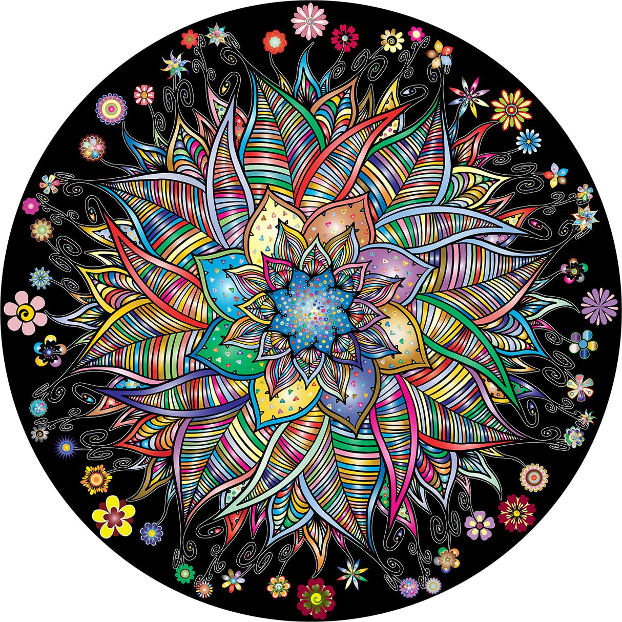 Bgraamiens Puzzle-Flower Whisper-1000 Pieces Round Puzzle Color Challenge Jigsaw Puzzles for Adults and Kids Bgraamiens