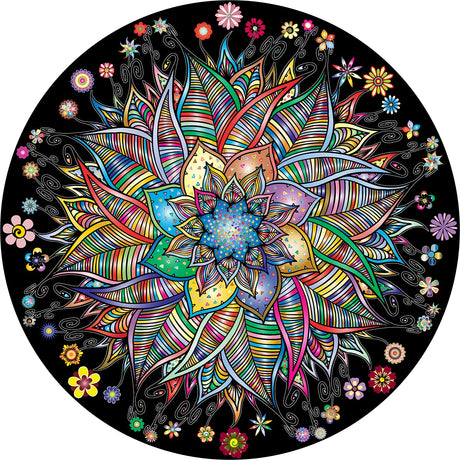 Bgraamiens Puzzle-Flower Whisper-1000 Pieces Round Puzzle Color Challenge Jigsaw Puzzles for Adults and Kids Bgraamiens