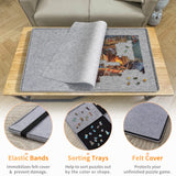 Lavievert Jigsaw Puzzle Board with 8 Sorting Trays & Cover, Portable Puzzle Mat, Lightweight Felt Puzzle Plateau for Adults, Large Puzzle Table Storage Holder for Up to 1500 Pieces - Light Gray LAVIEVERT
