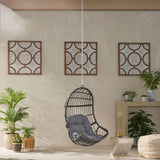 Hanging Chair with 8FT Chain, Egg Swing Chair Without Stand Outdoor Indoor, Wicker Rattan Hammock Egg Swing Chair with Hanging Chain, Ideal for Patio, Porch, Garden, Grey Ibraccieni