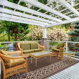 GENIMO Outdoor Rug Waterproof for Patio Decor, 5'x8' Reversible Plastic Straw Rug Carpet, Camping Mat for Outdoor, RV, Backyard, Deck, Balcony, Picnic, Beach, Coffee & Beige GENIMO