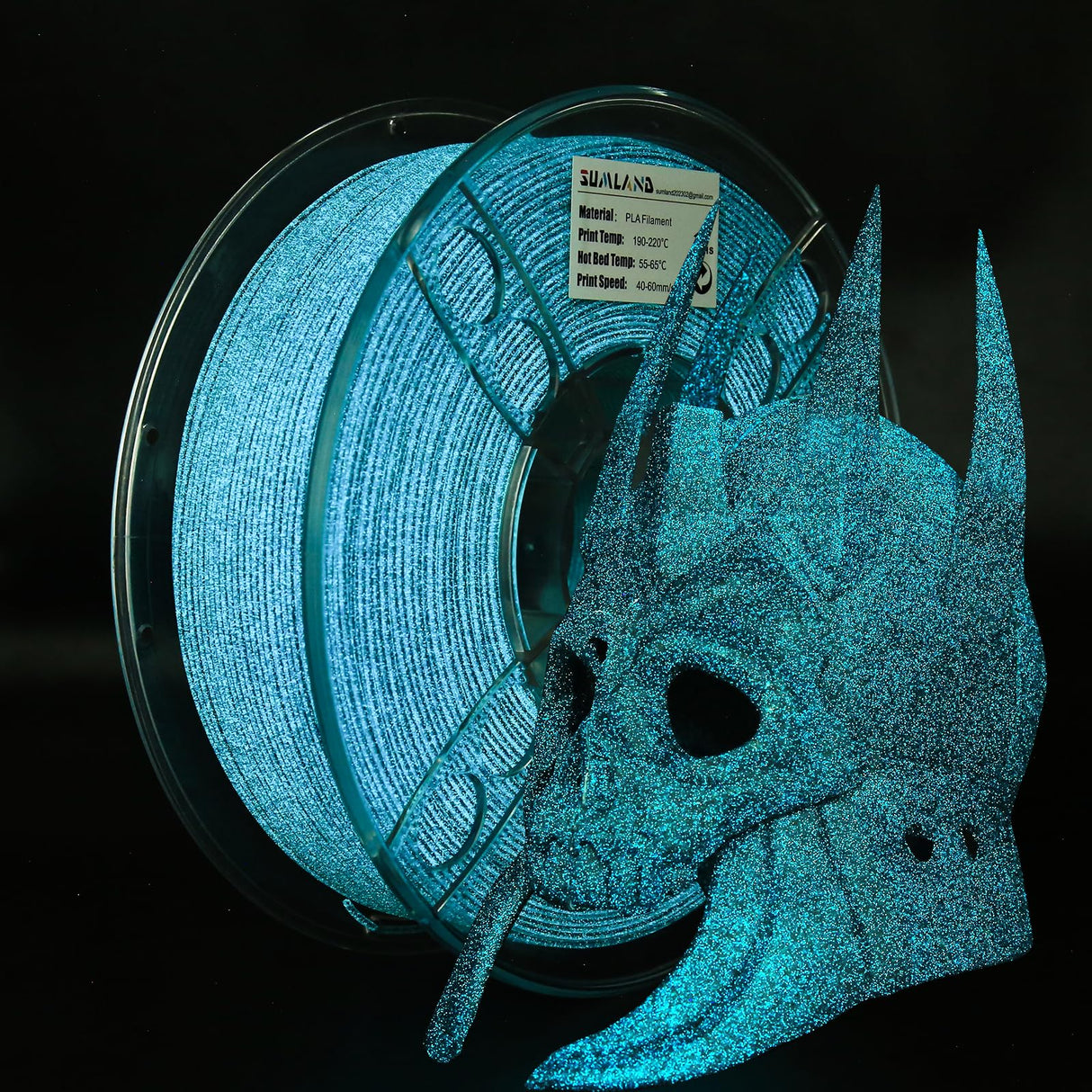 SUMLAND PLA Filament 1.75mm,3D Printer Filament UV Light Glitter PLA, Black Blue Starry Sky Filament 3D Printing Filament 1.75mm+/-0.02mm,1KG/2.2lb SUMLAND