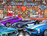 Springbok's Dream Garage 2000 Piece Puzzle for Adults is a Classic Car Lovers Dream Featuring Muscle Cars in a Classic Garage Springbok