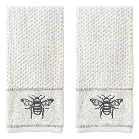 SKL Home Farmhouse Bee Hand Towel Set, White 16x25 SKL Home