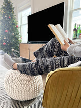 FRELISH DECOR Round Pouf Ottoman Hand Knitted 100% Cotton Pouf Foot Stool - Knitted Bean Bag - Floor Chair for Living Room Bedroom - Foot Rest for Couch (20 Diameter x 14 Height) - Natural FRELISH DECOR