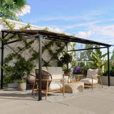 10’ x 14’ Gazebo Pergola Awnings for Patio, Wall Mounted Gazebos Pergola on Clearance with Metal Frame, Lean to Gazebo Patio Canopy Outdoor Pergolas for Patios, Deck, Porch, Backyard CABIHOME