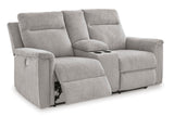 Signature Design by Ashley Barnsana Minimalist Power Reclining Loveseat with Console and USB Charging Ports, Light Gray Signature Design by Ashley