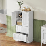 Treocho Bathroom Floor Cabinet, White Bathroom Storage Cabinet with Drawers and Adjustable Shelf, Freestanding Kitchen Pantry Cupboard with 2 Doors for Living Room Treocho