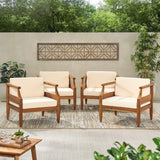 Christopher Knight Home Daisy Outdoor Club Chair with Cushion (Set of 4), Teak Finish, Cream Christopher Knight Home