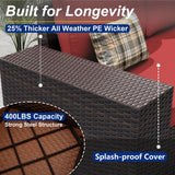 ASJMR 9 Pieces Patio Furniture Set with 2 Swivel Chairs Patio Furniture Outdoor Sectional Sofas Outdoor Patio Conversation Set - Red ASJMR