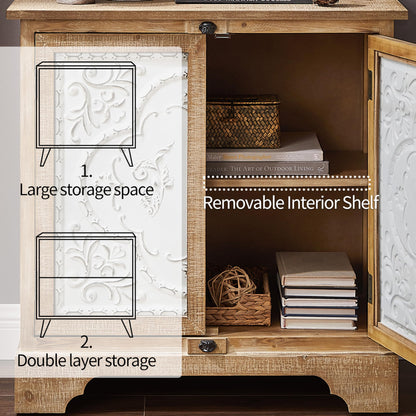 Art Leon Sideboard Buffet Cabinet, Retro Storage Cabinet with 2 Doors, Farmhouse Accent Cabinet with Solid Wood Legs for Entryway, Living Room, - WoodArtSupply