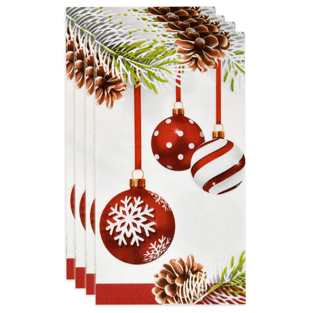 Gift Boutique 100 Christmas Ornament Guest Napkins Disposable Paper Decorative Elegant Xmas Dinner Hand Napkin For Home Kitchen Bathroom Wedding Holiday Decor Gift Boutique