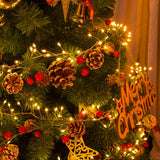 Christmas Pine Lighted Garland Decor, 9.8 Ft 60 LEDs Red Berry Pine Cone Battery Operated Christmas Garland Lights with 8 Modes, Remote Control for Mantle Fireplace Stairs Xmas Tree Indoor Decor Minetom