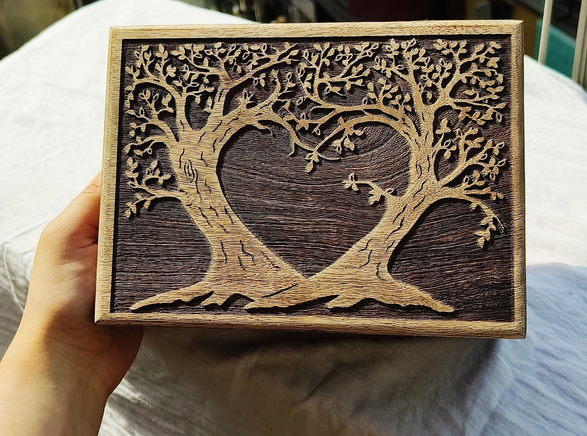 Personalized Handmade Wooden Box Funeral Cremation Urns for Human Ashes Adult Large - Burial Urns for Columbarium - Tree of Life Flying Bird (Large - - WoodArtSupply