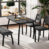 GarveeHome Dining Table Set for 4, Sturdy Wooden Kitchen Table with Chamfer Design and Metal Legs, Upholstered Bench & 2 Classic Dinner Chairs, Kitchen and Dining Set for Home Dinner, Party, Black GarveeHome