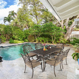 VINGLI 7 Pieces Outdoor Dining Set, Cast Aluminium All-Weather Patio Dining Set for 6 with Umbrella Hole, Outdoor Dining Table and Chairs with Cushions for Outside, Garden, Yard and Poolside VINGLI