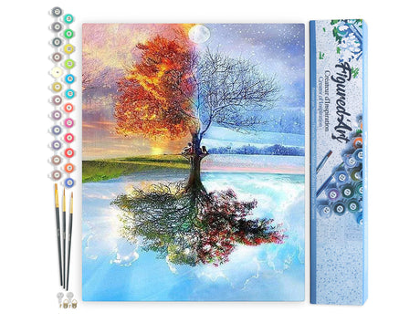 Figured'Art Paint by Numbers for Adults 4 Seasons Tree 16"x20" - Craft Art Painting DIY Kit Rolled Canvas Without Frame Figured'Art
