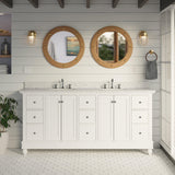Kitchen Bath Collection Bella 72-inch Double Bathroom Vanity (Engineered Marble/White): Includes White Cabinet with Engineered Marble Countertop and White Ceramic Sinks Kitchen Bath Collection