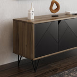 Mid Century Modern TV Stand Console for Living Room (55 to 65 Inch Television) Black and Brown with Storage Cabinets, Modern Designs by Crafts and Comfort Modern Design By Crafts & comfort
