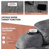 Comermax Fabric Massage Recliner Chairs with Heat Massaging Manual Reclining Chair Overstuffed Heated Recliners with Cup Holders for Adults Grey Comermax