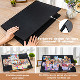 Tektalk Foldable Jigsaw Puzzle Board with 3 angle adjustable Bracket / Stand, Lightweight Portable Puzzle Mat Plateau with Wooden Easel, Foldaway Felt Puzzle Table, for Up to 1000 Pieces - Black Tektalk