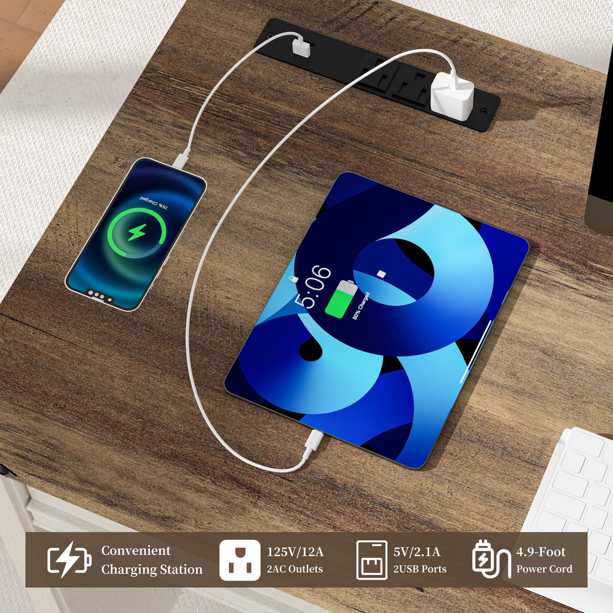 ENOUSHU Executive Desk, Farmhouse Computer Desk with Drawers & Cabinet, Home Office Desk for Work Study Writing Workspace (White, 45") ENOUSHU