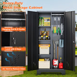 Storage Cabinet 61" H, Metal Outdoor Sheds with Shelves for Tools Storage, Cleaning Supplies Closet with Removable Pegboard for Outdoor, Garage, Utility Room METALREAD